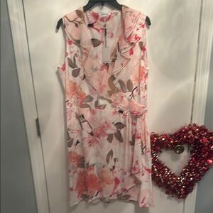 Calvin Klein Pink and Orange Sleeveless Cowl Neck Sundress